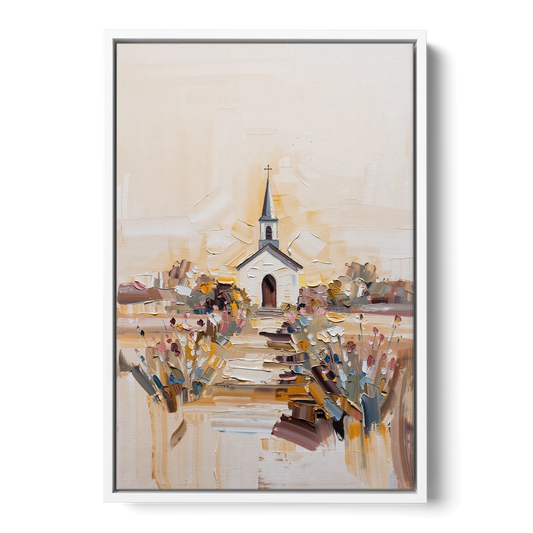 Aesthetic Christian Garden Serenity - White Framed Canvas Wall Art - Front