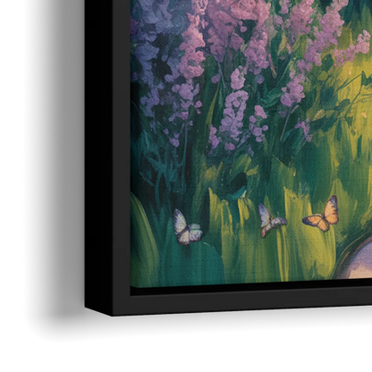 Aesthetic Christian Garden Serenity - Close-Up Black Frame Canvas