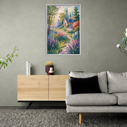 Aesthetic Christian Garden Serenity - Living Room White Frame Canvas