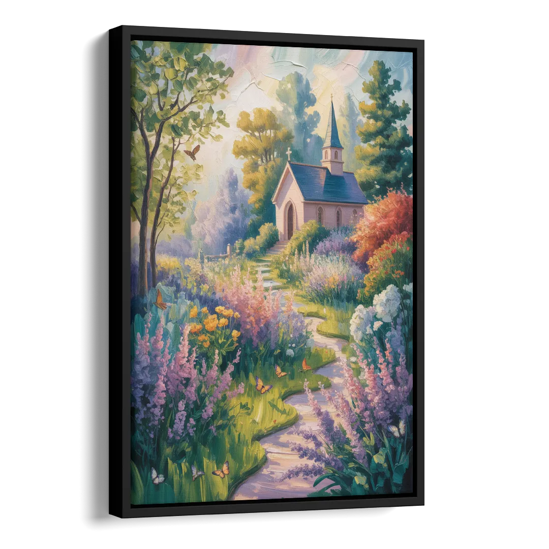 Aesthetic Christian Garden Serenity Side - Black Canvas Wall Art