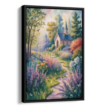Aesthetic Christian Garden Serenity Side - Black Canvas Wall Art