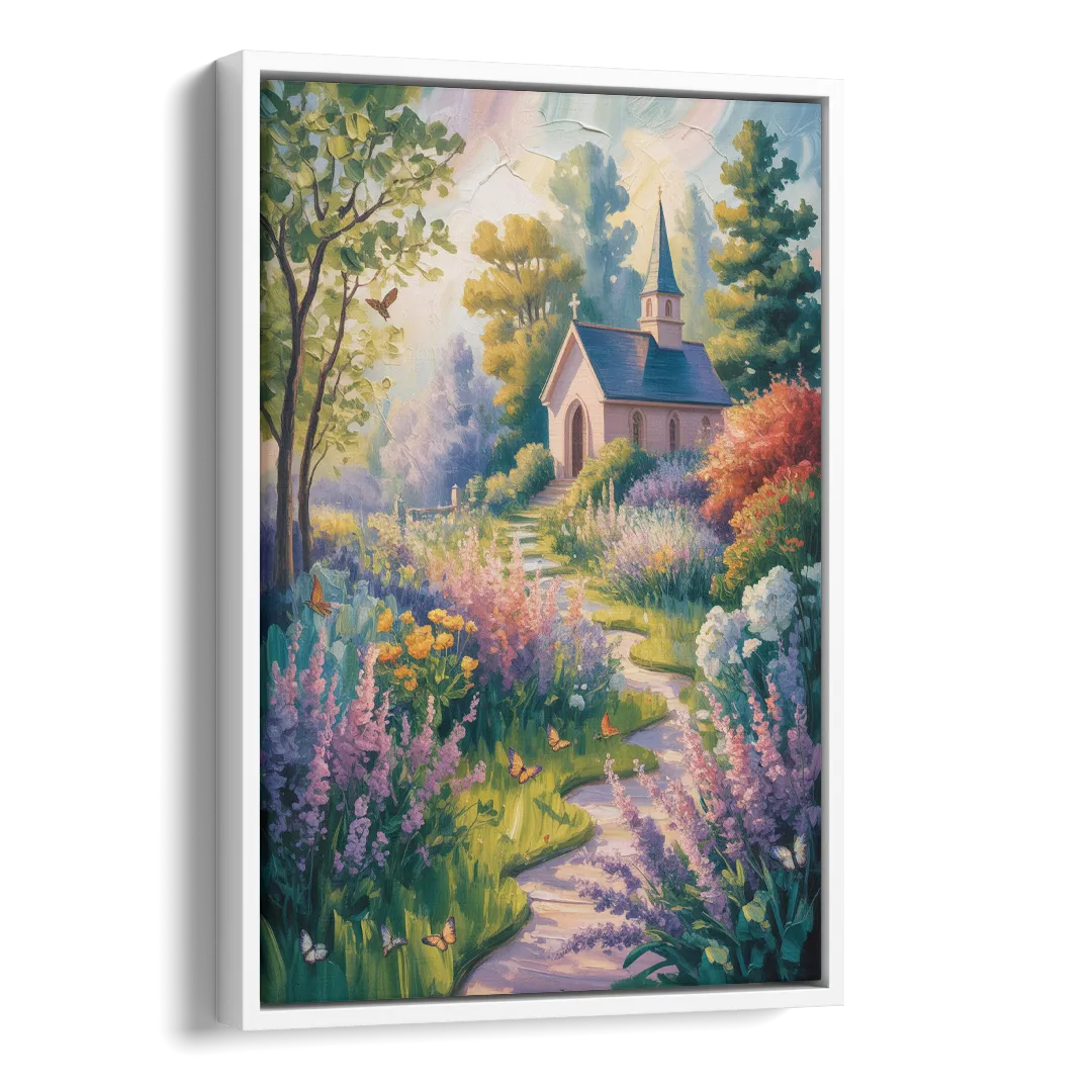 Aesthetic Christian Garden Serenity Side - White Canvas Wall Art