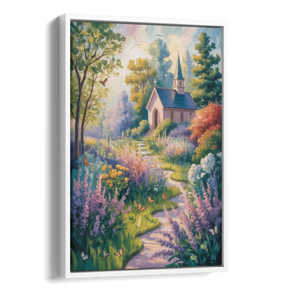 Aesthetic Christian Garden Serenity Side - White Canvas Wall Art