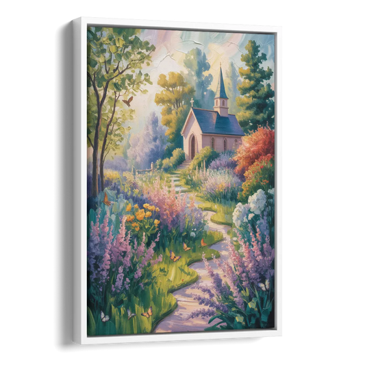 Aesthetic Christian Garden Serenity Side - White Canvas Wall Art