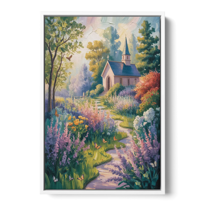 Aesthetic Christian Garden Serenity - White Frame Canvas
