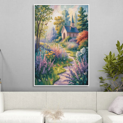Aesthetic Christian Garden Serenity Sitting Room - White Canvas Wall Art