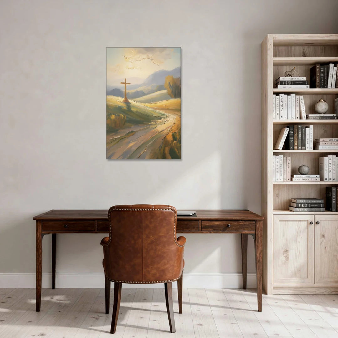 Aesthetic Christian Serene Hillscape - Canvas Wall Art - Office - 24x36
