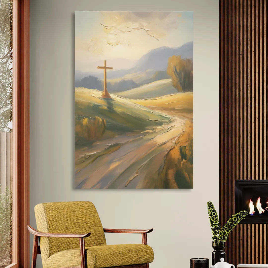 Aesthetic Christian Serene Hillscape Living Room - Canvas Wall Art