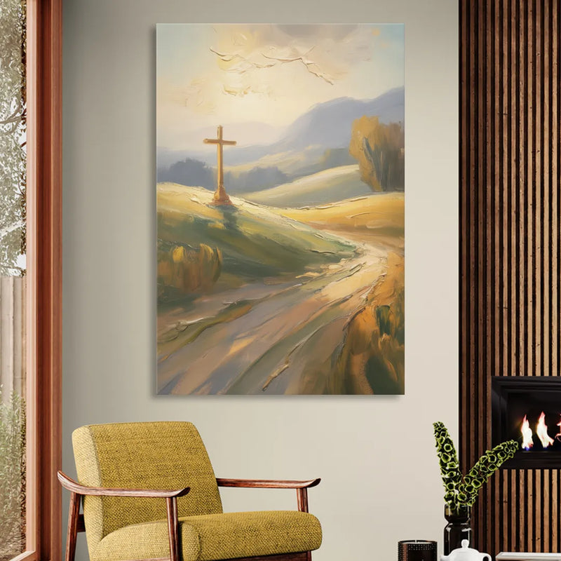 Aesthetic Christian Serene Hillscape Living Room - Canvas Wall Art