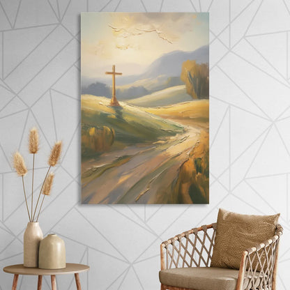 Aesthetic Christian Serene Hillscape Sitting Room - Canvas Wall Art