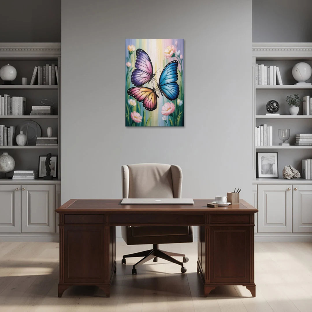 Affectionate Butterfly Kiss - Canvas Wall Art - Office - 24x36
