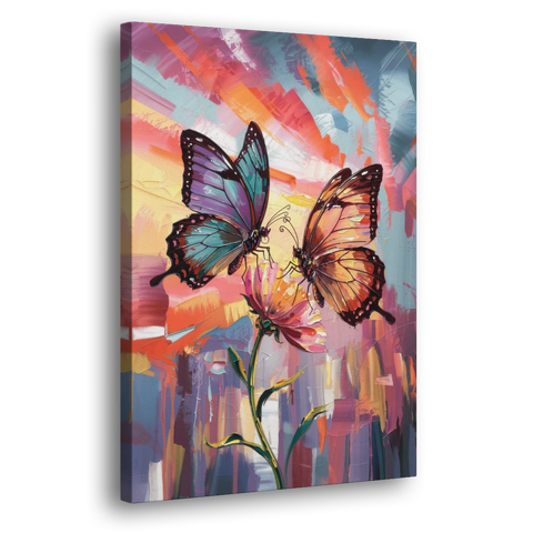 Affectionate Butterfly Kiss - Canvas Wall Art - Side