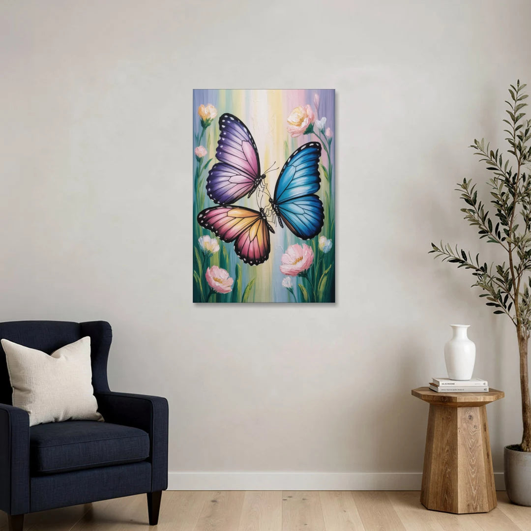 Affectionate Butterfly Kiss - Canvas Wall Art - Sofa - 24x36