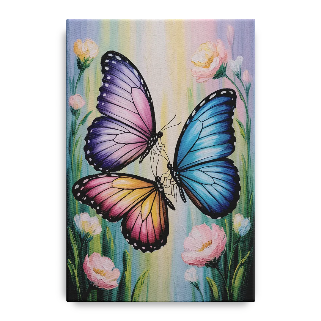 Affectionate Butterfly Kiss - Canvas Wall Art
