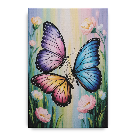 Affectionate Butterfly Kiss - Canvas Wall Art