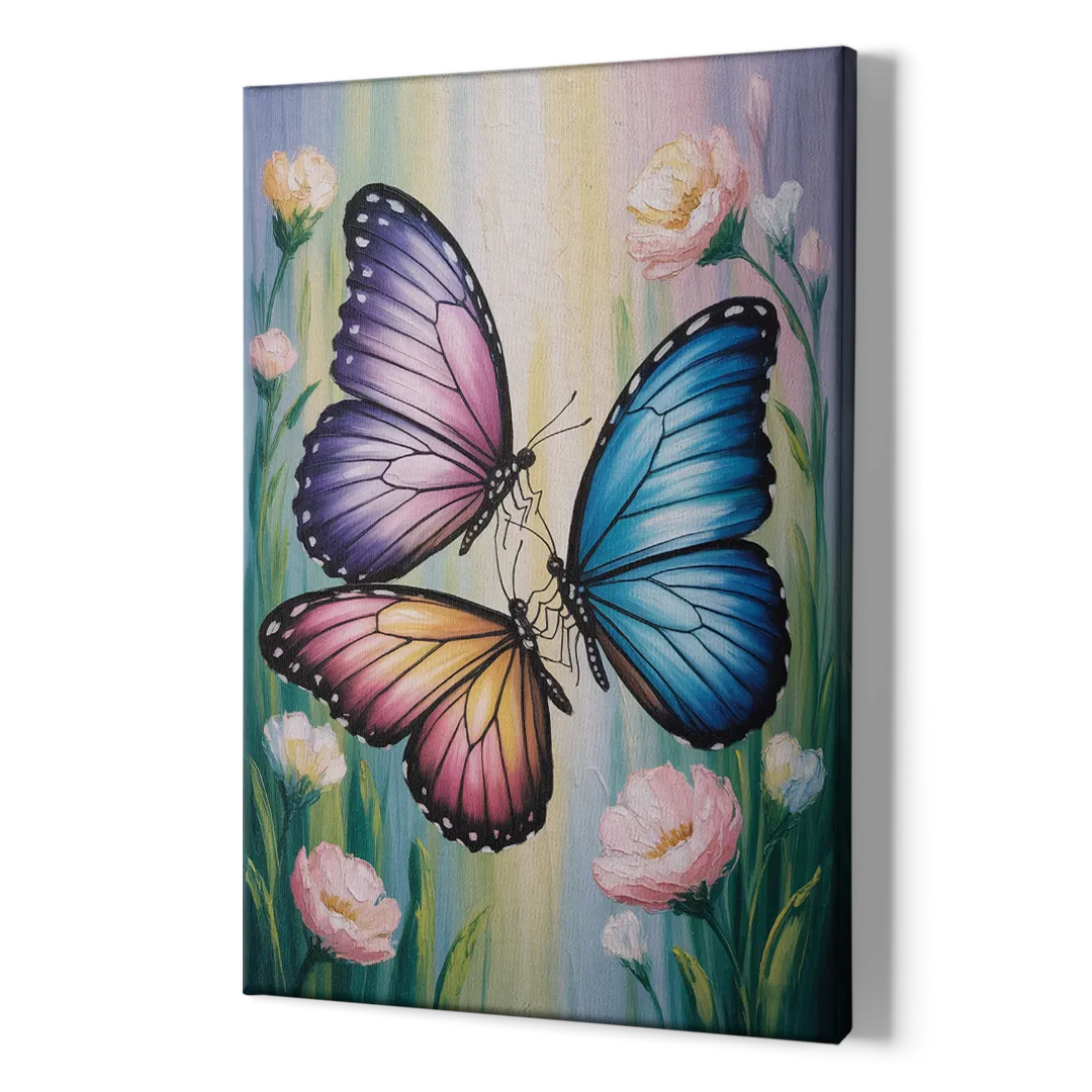 Affectionate Butterfly Kiss - Canvas Print Art Sides