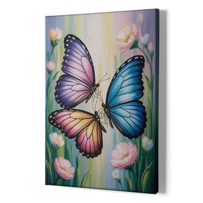 Affectionate Butterfly Kiss - Canvas Print Art Sides