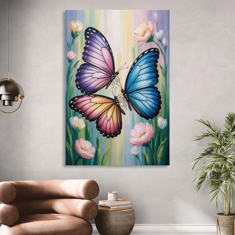 Affectionate Butterfly Kiss Sitting Room - Canvas Wall Art