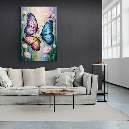 Affectionate Butterfly Kiss - Canvas Wall Art Living Room