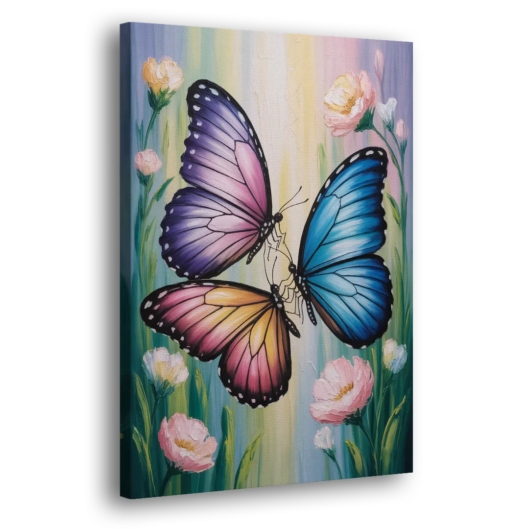 Affectionate Butterfly Kiss Side - Canvas Wall Art