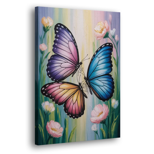 Affectionate Butterfly Kiss Side - Canvas Wall Art