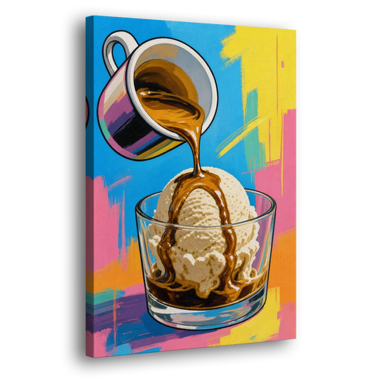 Affogato Espresso Pour in Pop Color - Canvas Wall Art - Side