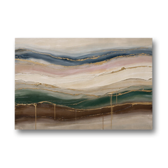 Agate Bands in Forest Green and Gold - Canvas Wall Art - Front