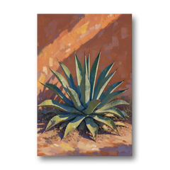 Agave Painting Against a Sunlit Adobe Wall - Canvas Wall Art - Front