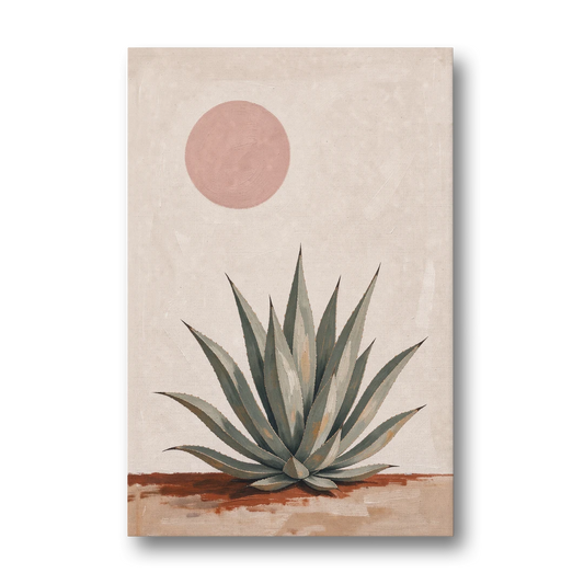Agave Rosette Under a Blush Pink Sun - Canvas Wall Art - Front