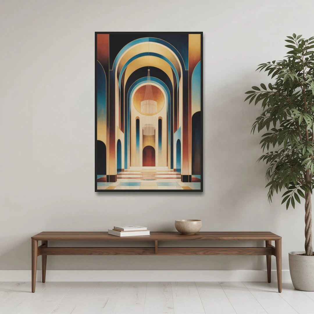 Agios Minas Cathedral - Black Framed Canvas Wall Art - Coffee Table - 32x48