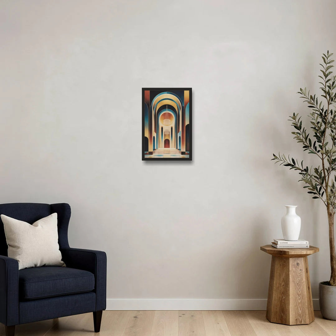 Agios Minas Cathedral - Black Framed Canvas Wall Art - Sofa - 12x18