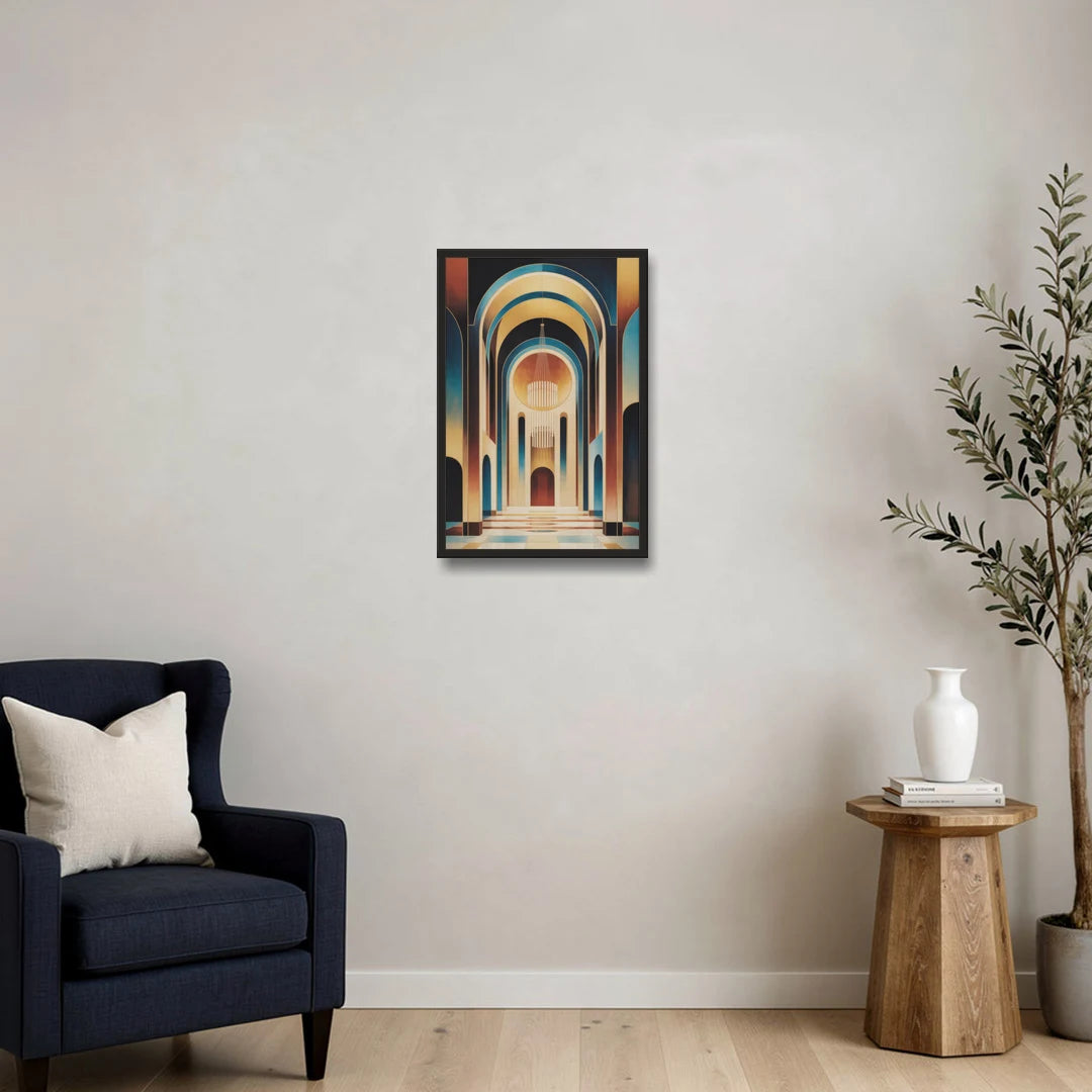 Agios Minas Cathedral - Black Framed Canvas Wall Art - Sofa - 16x24