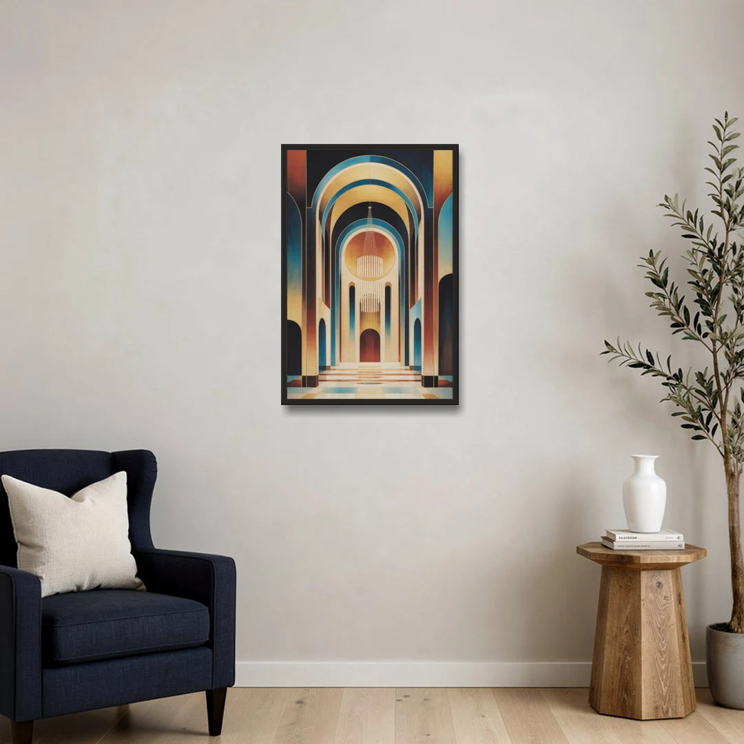 Agios Minas Cathedral - Black Framed Canvas Wall Art - Sofa - 20x30
