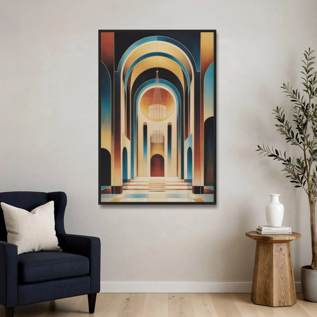 Agios Minas Cathedral - Black Framed Canvas Wall Art - Sofa - 32x48