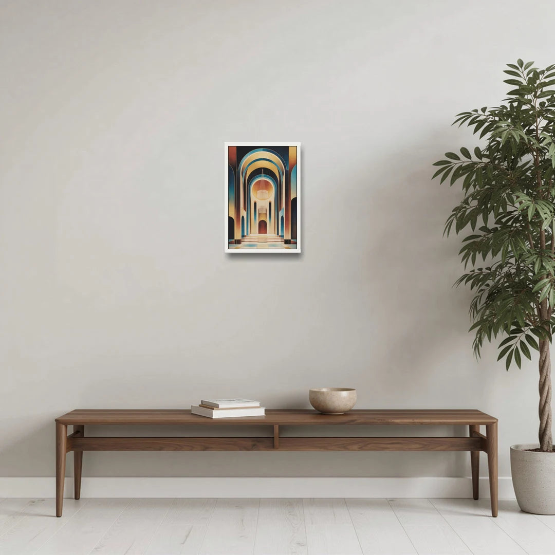 Agios Minas Cathedral - White Framed Canvas Wall Art - Coffee Table - 12x18