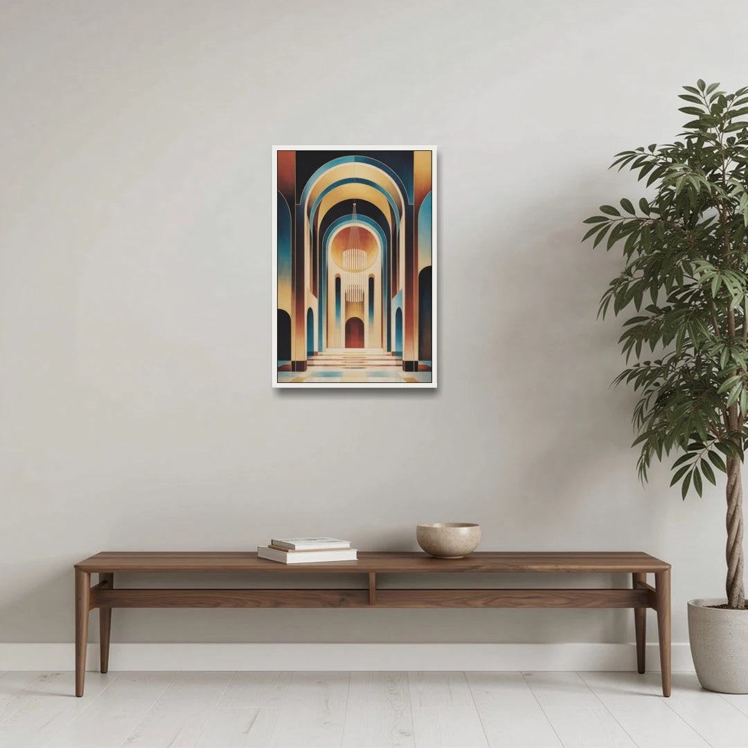Agios Minas Cathedral - White Framed Canvas Wall Art - Coffee Table - 20x30
