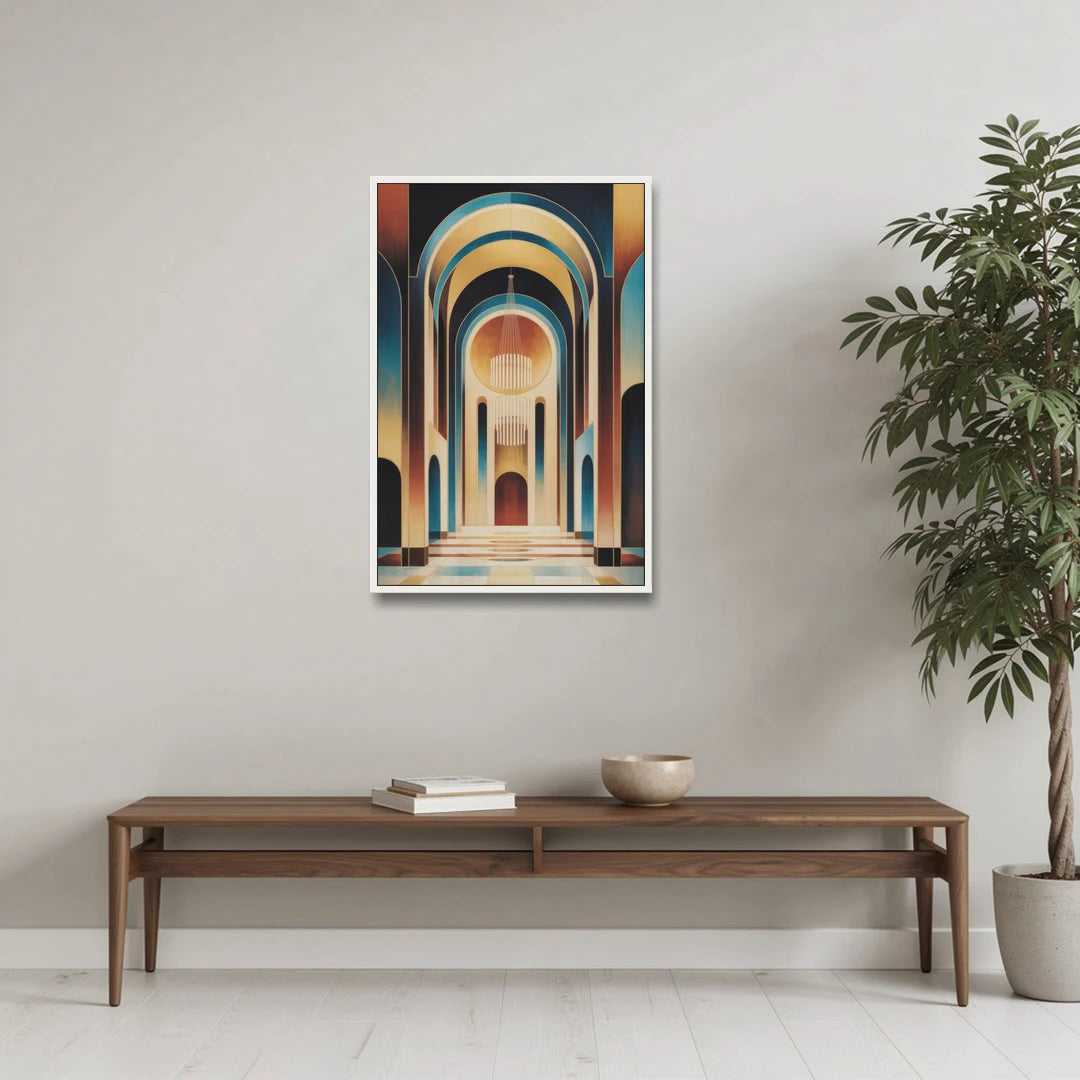 Agios Minas Cathedral - White Framed Canvas Wall Art - Coffee Table - 24x36