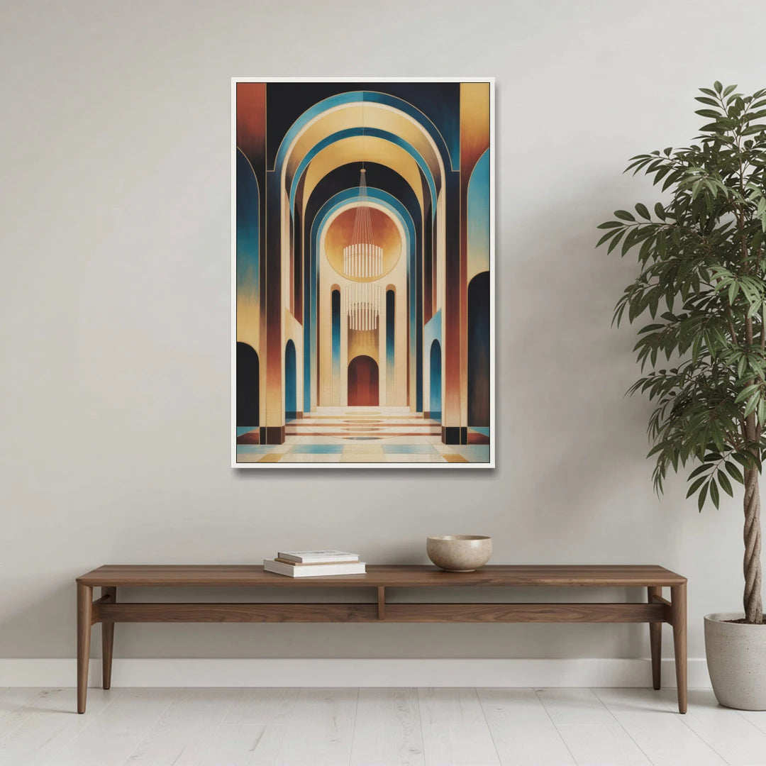 Agios Minas Cathedral - White Framed Canvas Wall Art - Coffee Table - 32x48