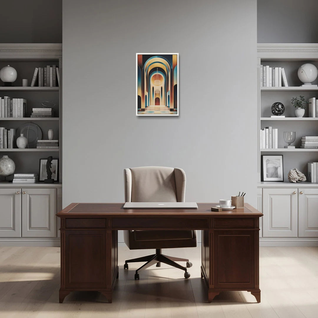 Agios Minas Cathedral - White Framed Canvas Wall Art - Office - 16x24
