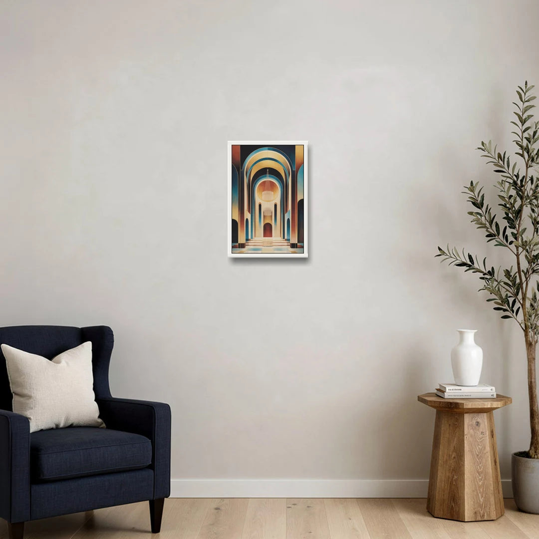 Agios Minas Cathedral - White Framed Canvas Wall Art - Sofa - 12x18