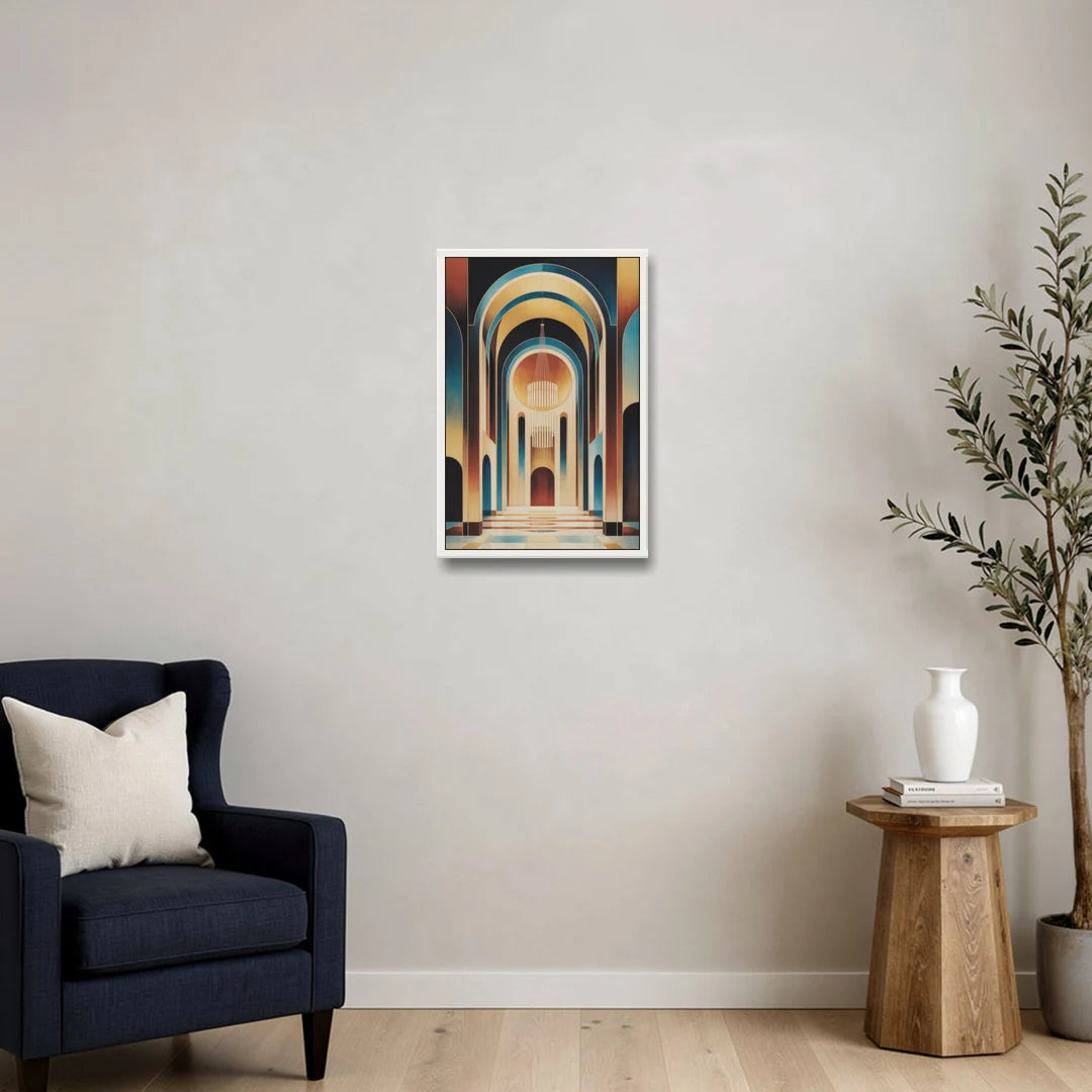 Agios Minas Cathedral - White Framed Canvas Wall Art - Sofa - 16x24