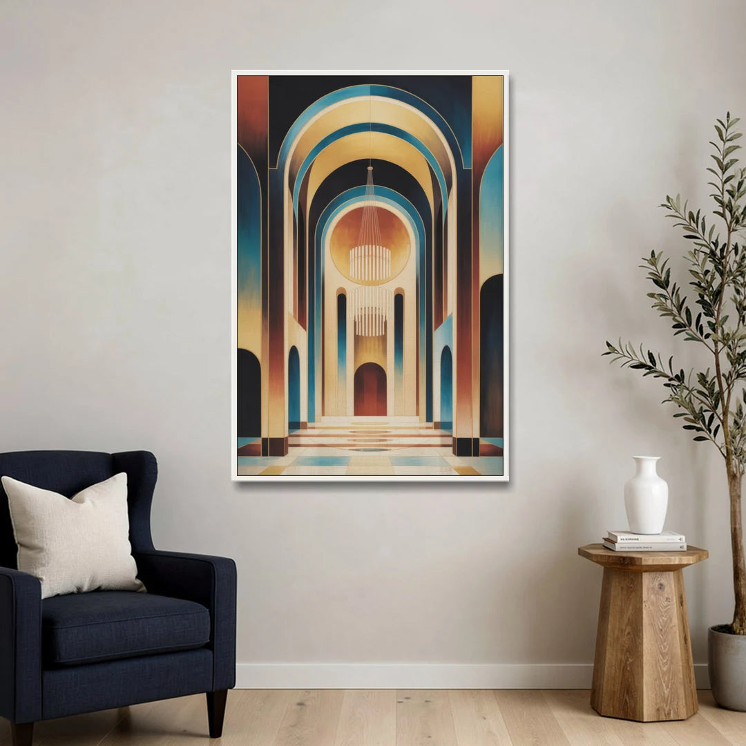 Agios Minas Cathedral - White Framed Canvas Wall Art - Sofa - 32x48
