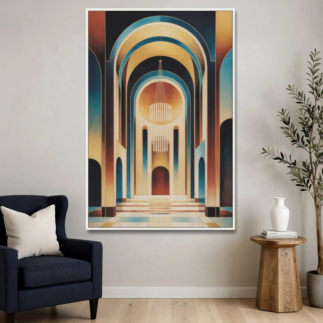 Agios Minas Cathedral - White Framed Canvas Wall Art - Sofa - 40x60