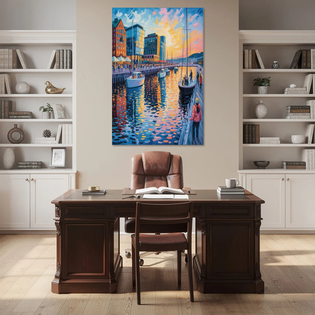 Aker Brygge Vibes - Canvas Wall Art - Office - 40x60