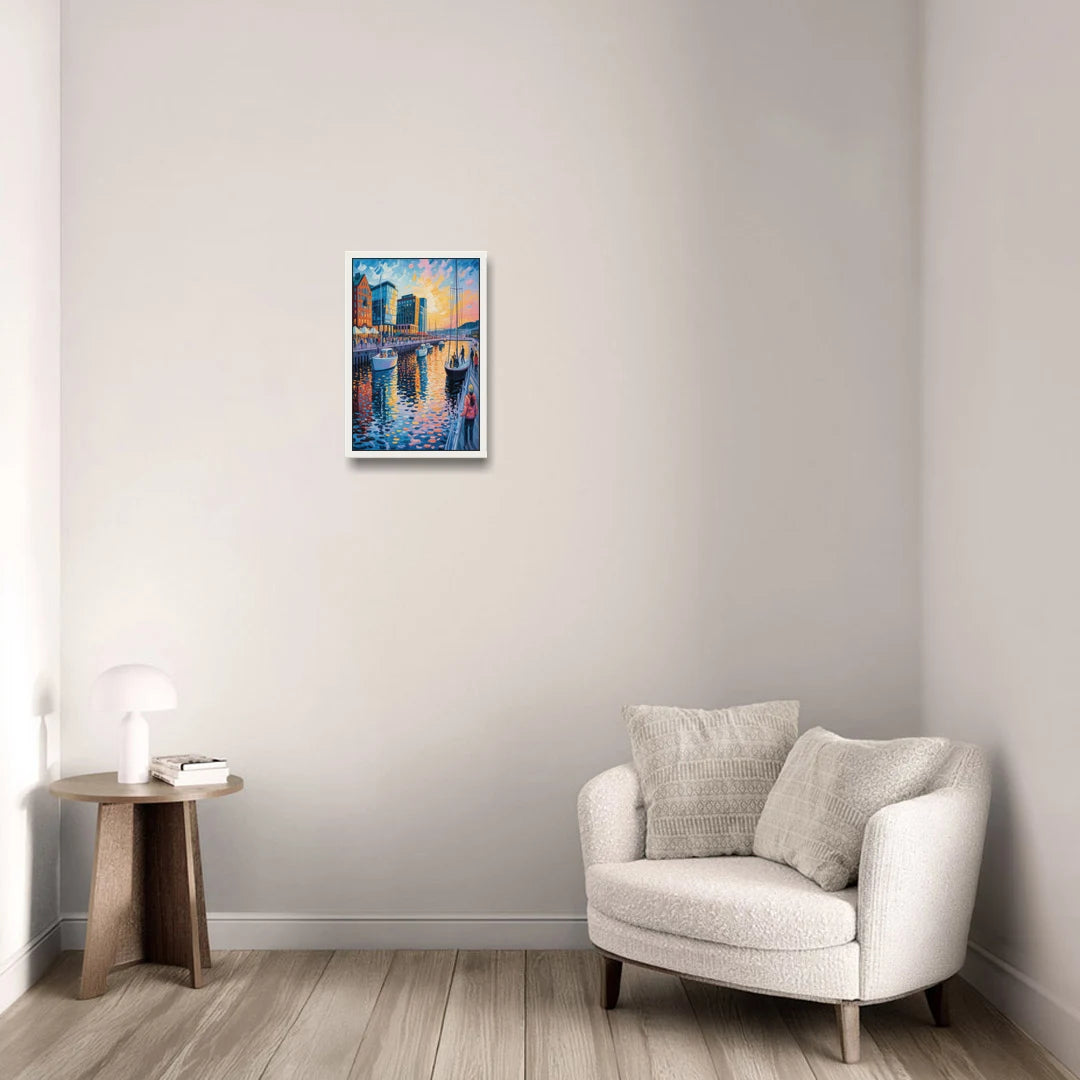 Aker Brygge Vibes - White Framed Canvas Wall Art - Sofa - 12x18