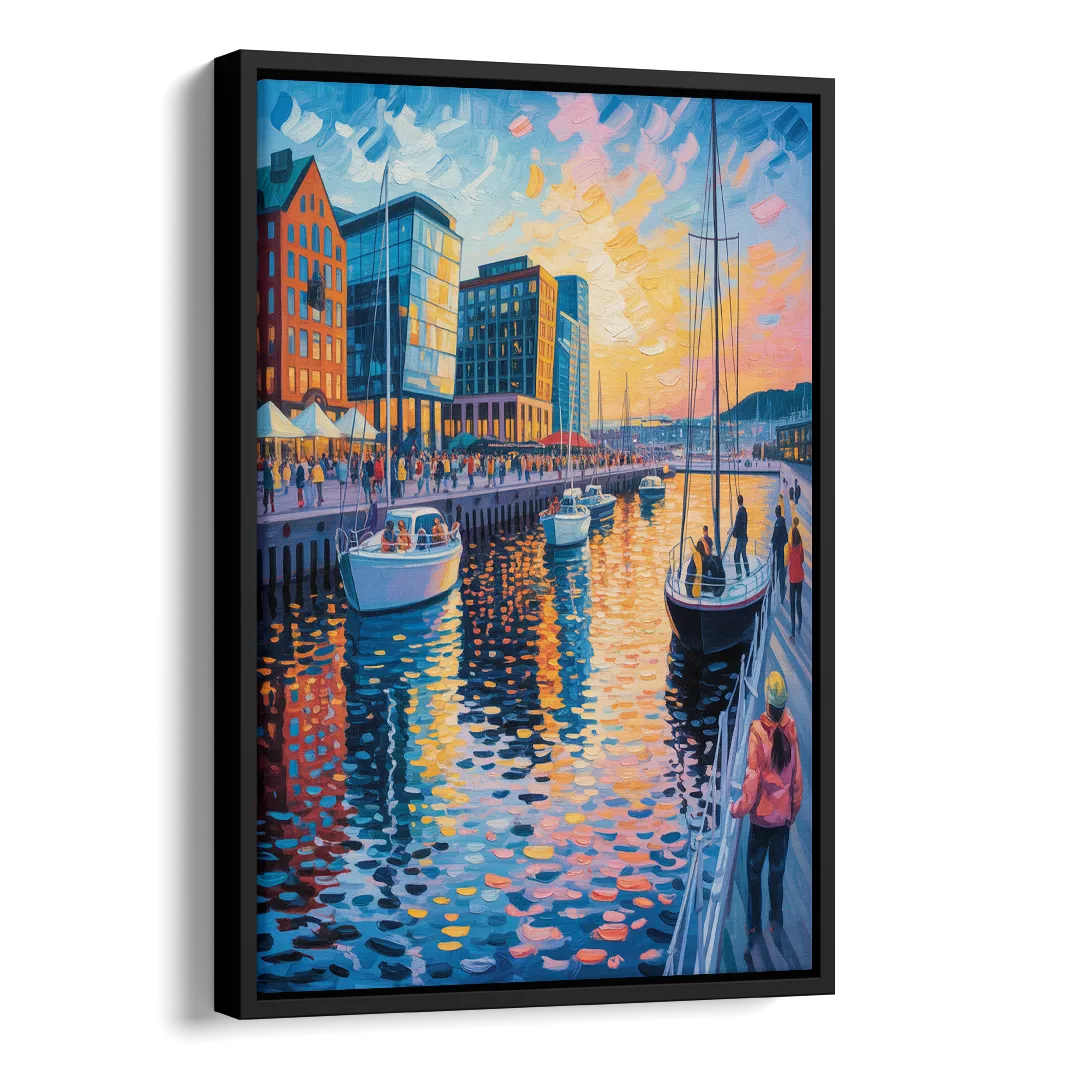 Aker Brygge Vibes Side - Black Canvas Wall Art