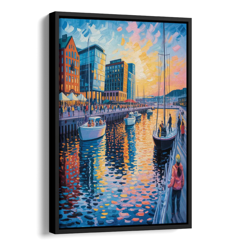 Aker Brygge Vibes Side - Black Canvas Wall Art