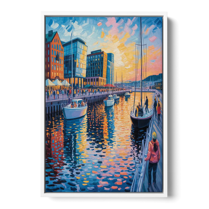 Aker Brygge Vibes Front - White Canvas Wall Art