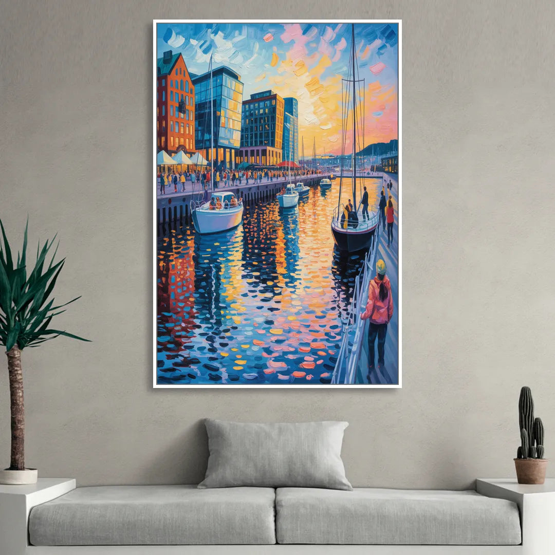 Aker Brygge Vibes Sitting Room - White Canvas Wall Art