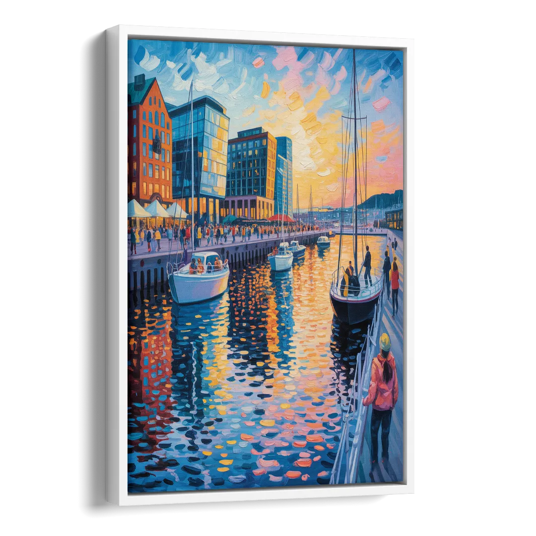 Aker Brygge Vibes Side - White Canvas Wall Art